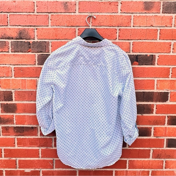 Eighth Avenue White and Blue Casual long sleeve Button Down Mens Shirt Size L - Picture 5 of 7
